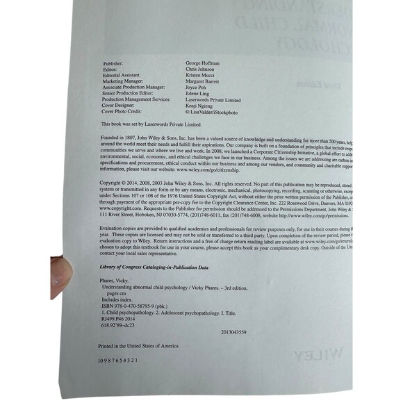 Understanding Abnormal Child Psychology Vicky Phares 3rd Edition DSM-5 - Picture 3 of 9